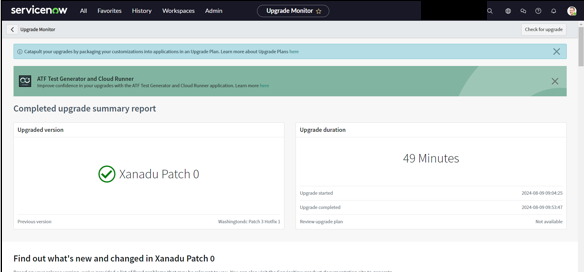 ServiceNow upgrade report